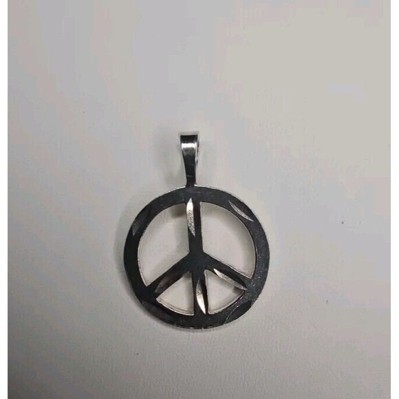 Silver 925 Peace Symbol Peace Sign Pendant Charm - Picture 2 of 6